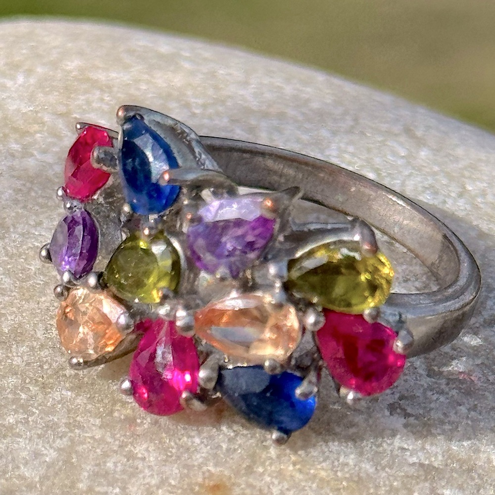 Multicolor Gemstone Cluster Ring 8 - image 2